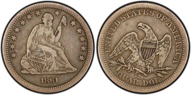 1861-S 25C VF25