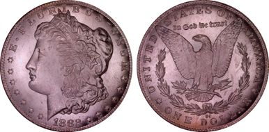 1882-CC $1 VAM 2A, Clashed Die MS65