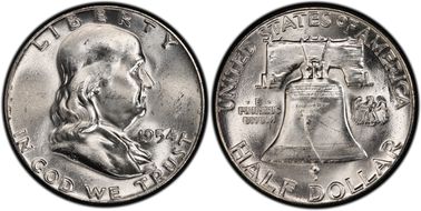 1954 50C Obv Die Clash FS-402 MS64