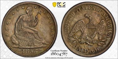 1853 50C Arrows & Rays XF40