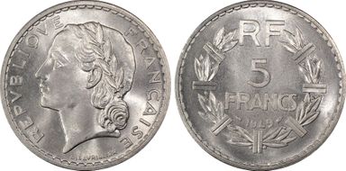 1949 5 Fr Gad-766a 9 fermé MS66