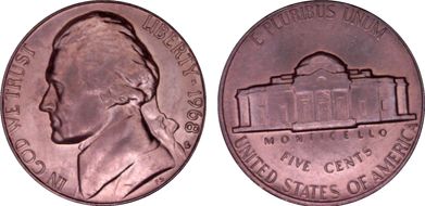 1968-S 5C MS65