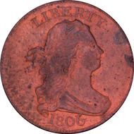 1806 1/2C Large 6, Stems MS62RB