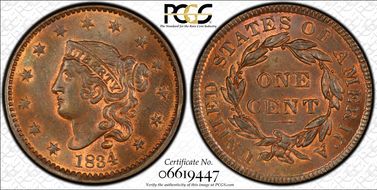 1834 1C N-4 Lg 8 Sm St Med Lt MS65RB