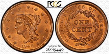 1840 1C N-1 Small Date MS65RB