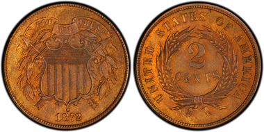 1872 2C MS64+ RB