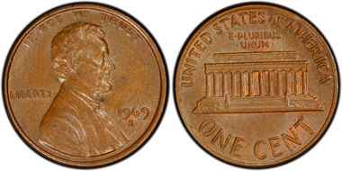 1969-S 1C Doubled Die Obverse AU58BN