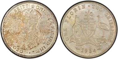 1934(m) Florin KM-27  Ag MS63