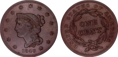 1840 1C N-1 Small Date MS64BN