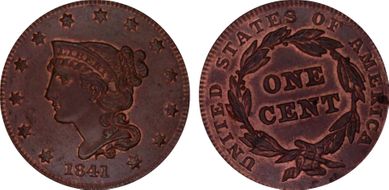 1841 1C Newcomb 4 MS63RB