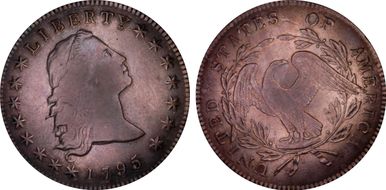 1795 $1 Flowing Hair, 3 Leaves XF40