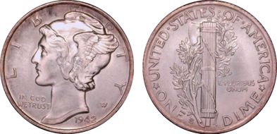 1942-S 10C MS64