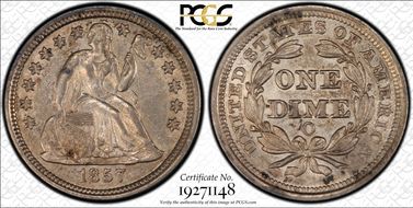 1857-O 10C AU53