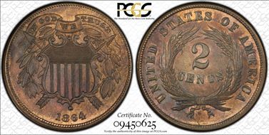 1864 2C Small Motto MS63RB