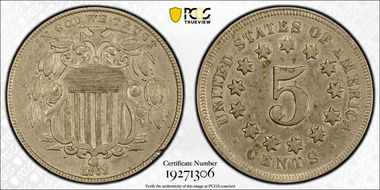 1868 5C AU50