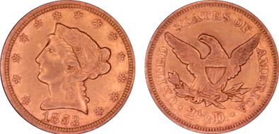 1853 $2.50 AU50