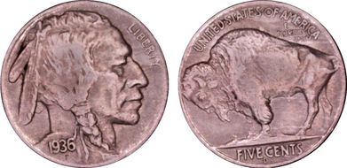 1936-D 5C 3 1/2 Legs, FS-901 XF45