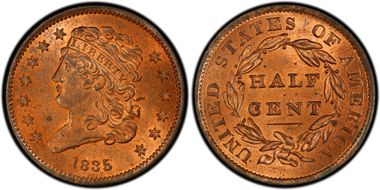 1835 1/2C MS65RD