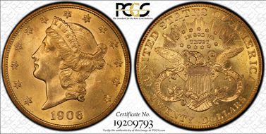 1906 $20 MS62