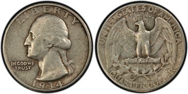 1934 25C Doubled Die Obverse VF30