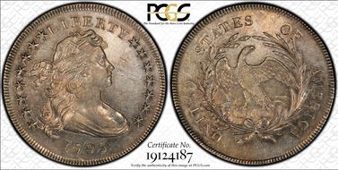 1795 $1 Draped Bust, Off-Center AU58