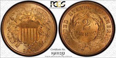 1865 2C MS65RD