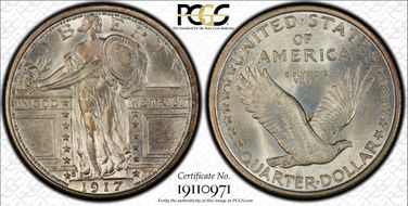 1917-S 25C Type 1 MS66FH