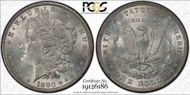 1880 $1 VAM 33A Partial E Rev MS62