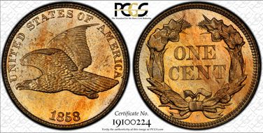 1858 1C Large Letters MS65