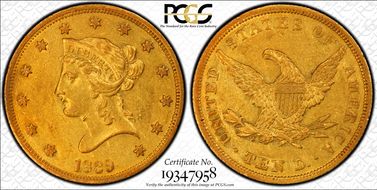 1839/8 $10 Type of 1838 AU53