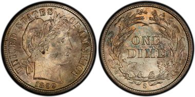 1899-S 10C MS66+