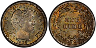 1908-S 10C MS66