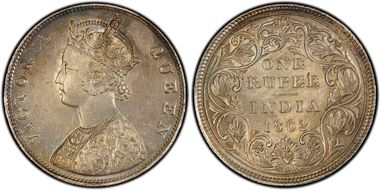 1862(m) Rupee SW-4.56 AU58