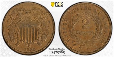 1866 2C AU58+ BN