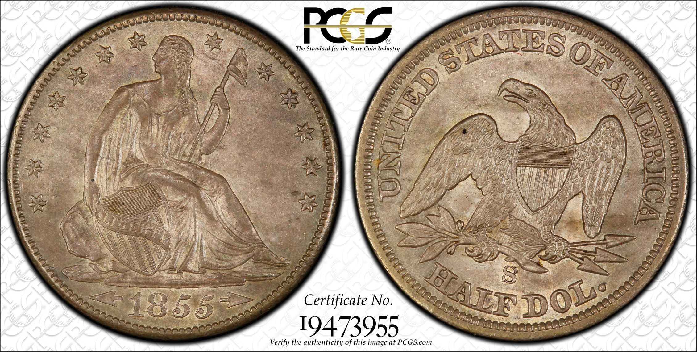 GFRC Open Set Registry - Newtown 1855 Seated With Arrows 50C