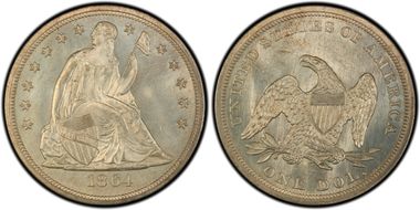 1864 $1 MS65+