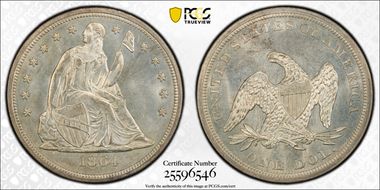 1864 $1 MS65+