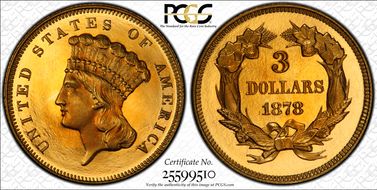 1878 $3 PR65DCAM