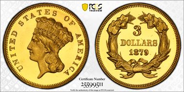 1879 $3 PR66DCAM