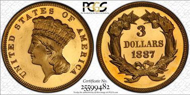 1887 $3 PR65+ DCAM
