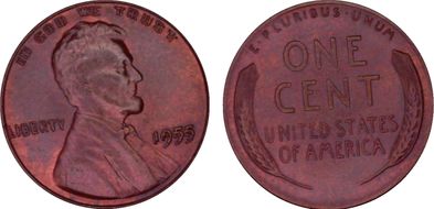 1955 1C Doubled Die Obverse MS64RB