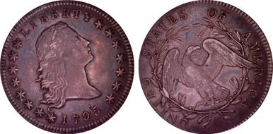 1795 $1 Flowing Hair, 2 Leaves XF45