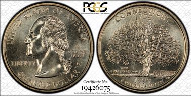 1999-D 25C Connecticut MS68