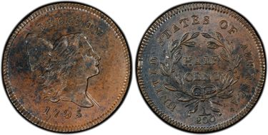 1795 1/2C C-2a, Punctuated Date, LE AU58+ BN