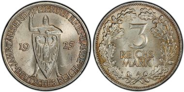 1925-A 3 Mk 1000 Years J-321 MS64