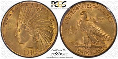 1910-S $10 MS62