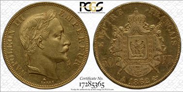 1862-A 50 Fr Gad-1112, 6/5 AU55