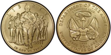 2011-P $5 United States Army First Strike MS70