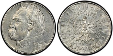 1936(w) 10 Zl KM-29  Ag AU55