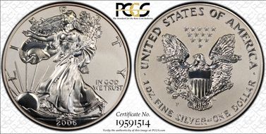 2006-P $1 Eagle-20th Anniversary Reverse Proof PR69